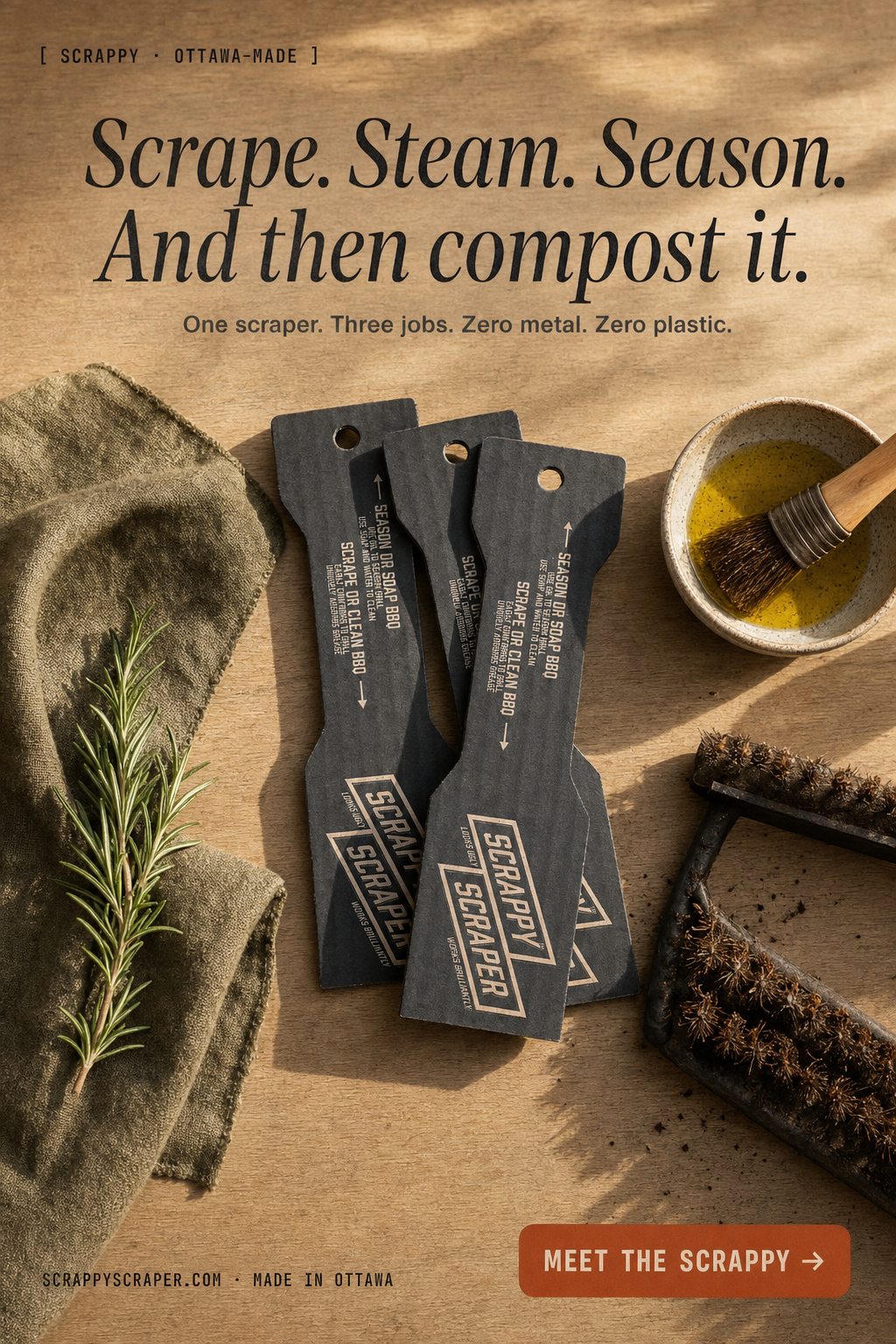 Scrappy concept 02 — three jobs eco mechanism flat-lay